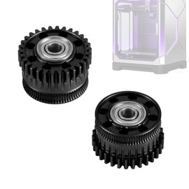 2pcs K2 Plus Extruder Gear for Creality, Hardened Steel & Nano-Coating All Metal Extruder Gear Parts Accessories Kit Compatible with Creality K2 Plus 3D Printer (Black)