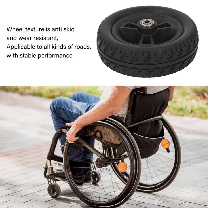 6in Wheelchair Wheel PU Non Slip Wear Resistant Strong Bearing