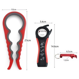 XHNFCU Set of 3 Multi Opener Lid Opener, 5 in 1, 4 in 1 and Mini Key Ring Bottle Opener Non-Slip Jar Opener Can Opener Ideal for Women, Children, Seniors, Weak Hands, Arthritis