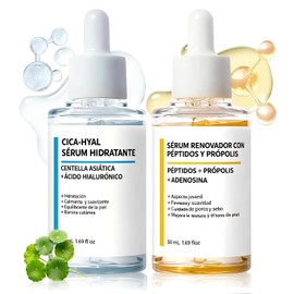 Centella Asiatica Suero y CICA Péptidos Propóleo Suero, 2 En 1 Kit de Sérum Coreana,Hidratación Profunda y Reparación, Cuidado Antiedad y Reparador,Apto para Todo Tipo de Piel.