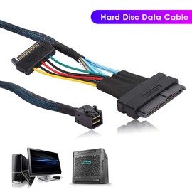 SAS Cable SFF8643 to SFF8639 15P Power Line 12GB/s SAS HD 4i Male (SFF-8643) to U.2 Male (SFF-8639 15P) Cable with SATA Power Supply for Server, Hard Drive, Computer Host