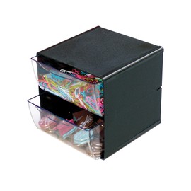 Deflecto Black 2 Drawer Cube Storage Modular and Expandable Desktop Storage Solution for Stationery and Crafting Storage.