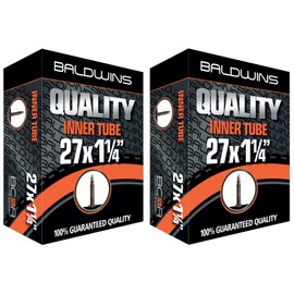 PAIR 27" x 1-1/4" Baldwins Cycle/Bike Inner Tubes Presta/French Type Valves (Pack of 2)