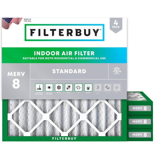 Filterbuy 15.25x15.25x2 Air Filter MERV 8 (MPR 700) Dust Defense