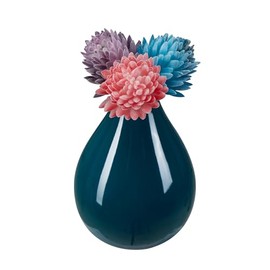 Minivasexyz Mini Vase Including Flowers, Single Dark Green Small Vase with Three Flowers, Home Shelf Decor