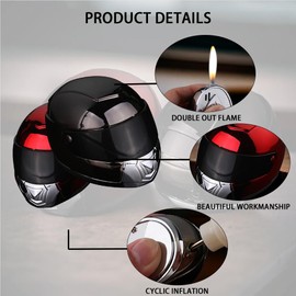 INSTR Butane Lighter, Lighters for Men, Lighters for Candle, Creative Helmet Lighter, Flameless Lighter, Unique Lighters, Refillable Lighters, Cute Lighters, Gifts for Men(No Gas) (Red)