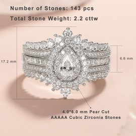 Newshe Jewellery Wedding Ring Sets 5A Cz Ring Enhancer for Engagement Rings 925 Sterling Silver Bridal Band for Women Size 6