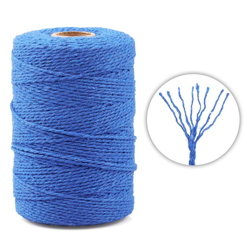 200M Blue Cotton Twine String 2MM Blue String for Crafts