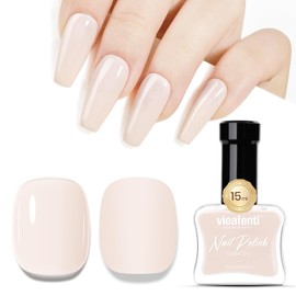 vieafenti Nail Polish Light Nude 15ml, Fast Drying Nails Polishs Long-Lasting Regular Air Dry Oil-Base Nails Polish Natural Vegan Manicure DIY Salon at Home