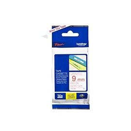 Brother TZe-222 Labelling Tape Cassette, Red on White, 9 mm (W) x 8 m (L), Laminated, Brother Genuine Supplies