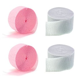 Pink And White Crepe Paper Streamers 4 Rolls 70.5 ft Each Roll For Events Party Festives - Made in USA