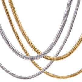 Avente Snake Chain, Thick, Men's, Choker, Chain Necklace, Stainless Steel, Non-Allergic, Width 0.08 inches (2 mm), 0.2 inches (4 mm), Total Length 15.7 inches (40 cm), 17.7 inches (45 cm), 19, Stainless Steel