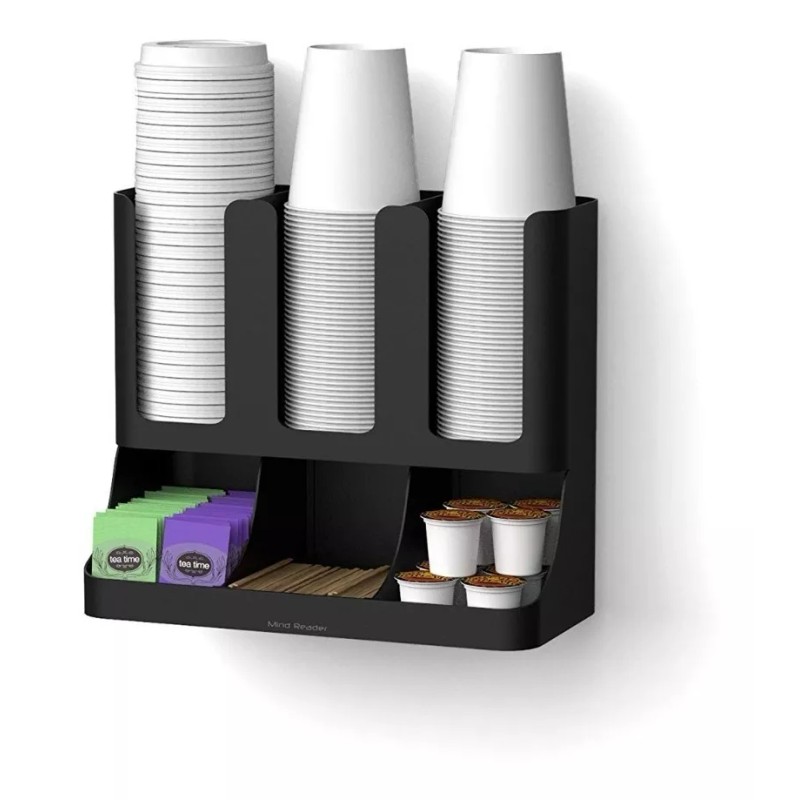 Minred Organizador Para Vasos Tapas Cafe Agitadores Azúcar Negro