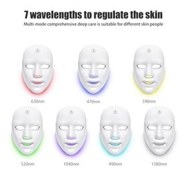 LED Face Mask, Photon Therapy Mask, Wireless 7 Colour LED Mask, Skin Rejuvenation Face Mask for Face, Anti-Ageing, Whitening, Reduces Pimples