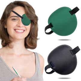 THSIREE 2PCS Eye Patch, Medical Eye Patches for Kids and Adults, Soft Amblyopia Lazy Eye Patches for Left or Right Eyes (Black, Green)