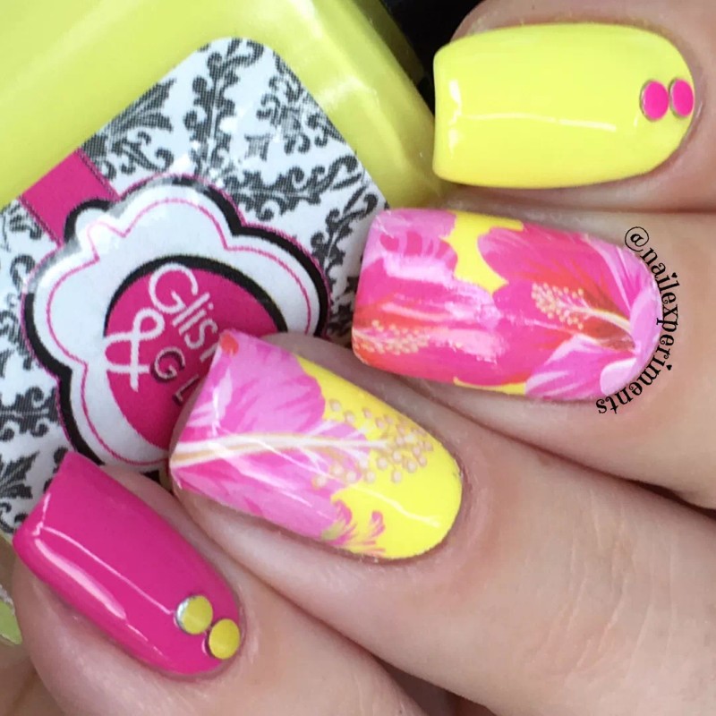 Whats Up Nails P085 Frilly Hibiscus Water Decals Sliders for