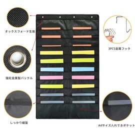 siawadeky Wall Storage Bag, Large Capacity, Sorted 10 Tiers, 20 Pockets, Space Saving, A4 Size, Oxford Fabric, Over the Door, Wall Pocket, Office, Wall Storage Pocket, Hanging Bag, Perfect for Storing Documents, Novels, 28.3 x 47.2 inches (72 x 120 cm)