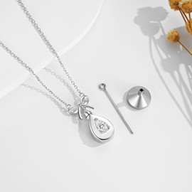 Nisgoin Cremation Jewelry for Ashes: 925 Sterling Silver Urn Necklaces for Ashes Teardrop Cremation Pendant Necklace for Ashes for Women Memorial Keepsake Jewelry Gifts