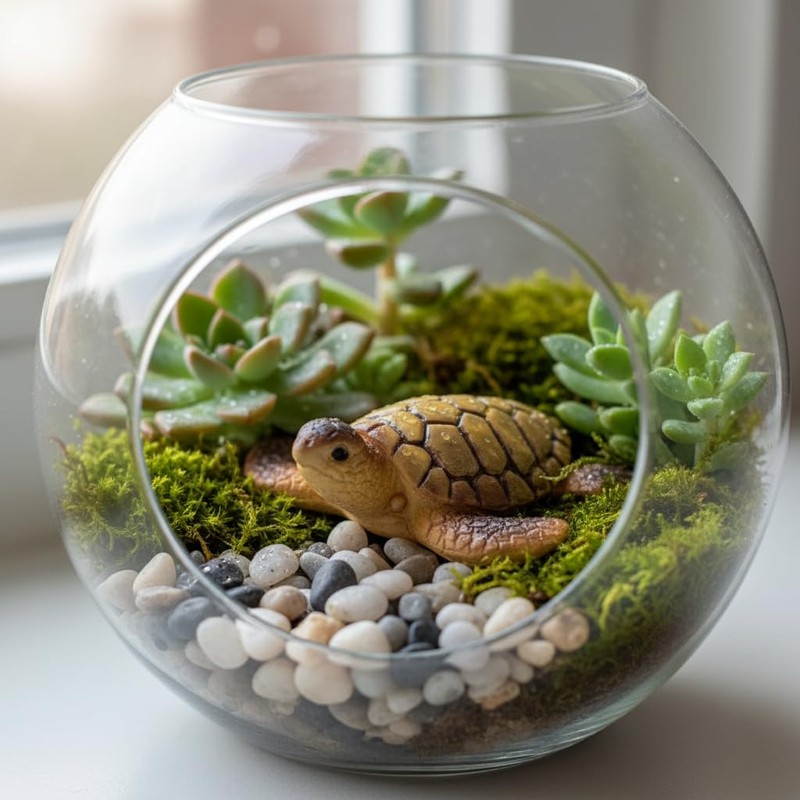 Ssmmam 2Pcs Miniature Sea Turtle Figurines for Fairy Garden, Fish