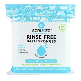 Scrubzz Disposable No Rinse Bathing Wipes - 25 Pack - All-In-1 Single Use Shower