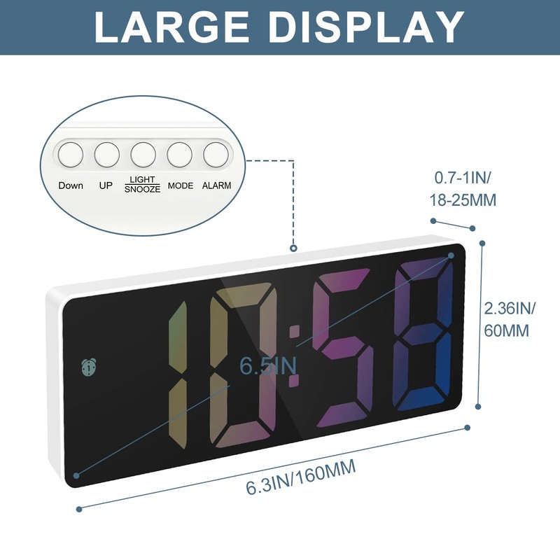 Ankilo Upgraded Digital Alarm Clock, LED Clock for Bedroom, Electronic