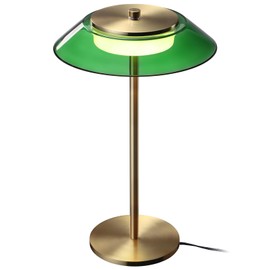 TORCHSTAR Integrated LED Desk Lamp, 3-Step Dimmable Green Glass Desk Lamps with Antique Brass Body, 330LM 100-240V Vintage Desk Lamps for Home Office, ETL&UL Listed, 3000K Warm White
