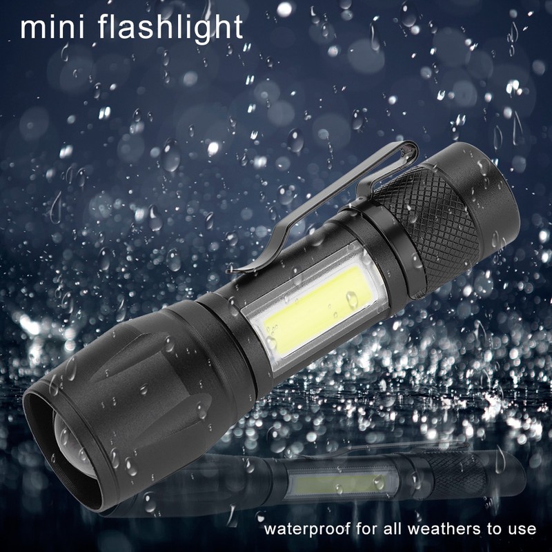 Portable Lightweight USB Rechargeable LED Flashlight COB Lamp Torch Flash