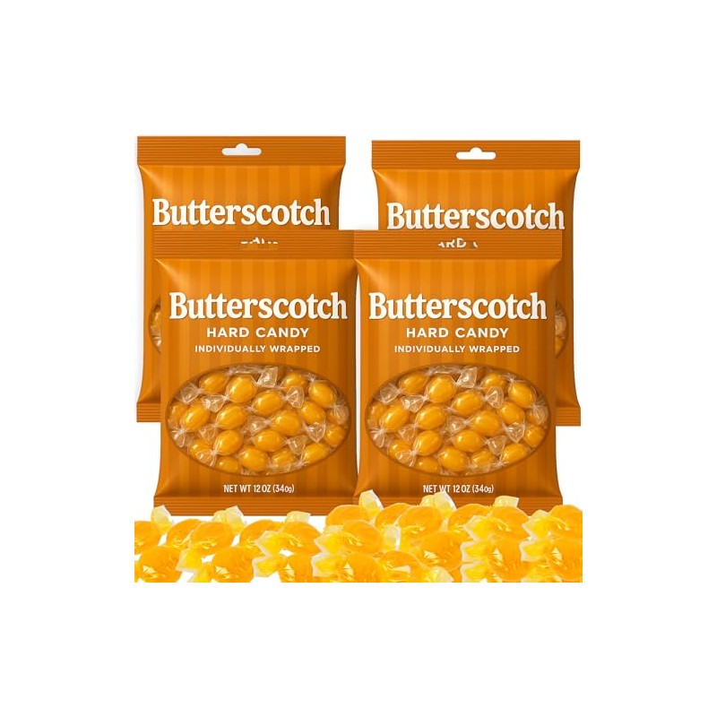 Butterscotch Hard Candy 4 Bags (12 oz Each) - Individually