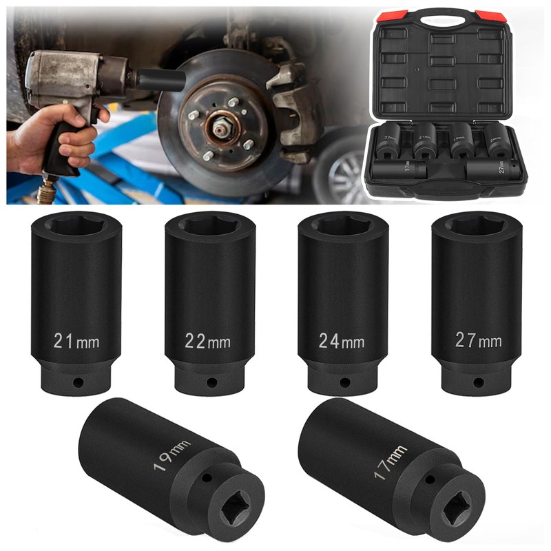 Danhonwin 6 Pack 1/2" Crank Bolt Socket Set,17MM, 19MM, 21MM,