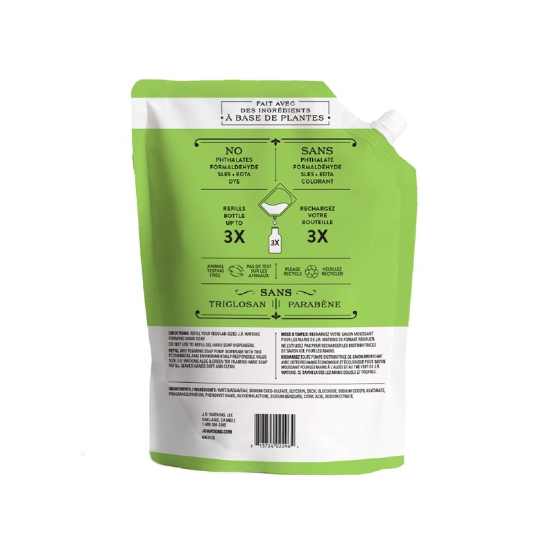 J.R. Watkins Foaming Hand Soap Refill Pouch, Scented Foam Handsoap