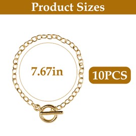 10 PCS Gold Charm Bracelet Making Kit with OT Buckle Link, DIY Jewelry Chains for Women, Craft Supplies for Bracelets