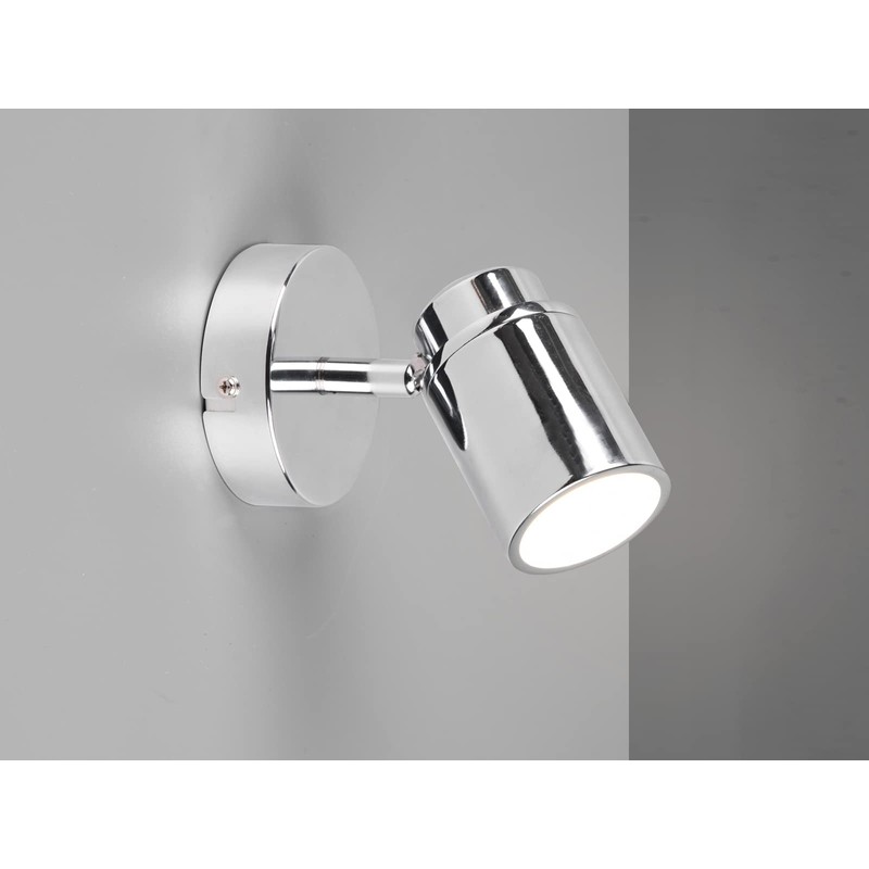 meineWunschleuchte Bathroom Wall Spotlight 1-Bulb Silver Chrome Swivelling IP44