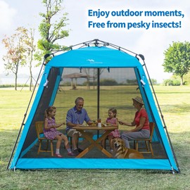 8.2'x8.2' Pop Up Canopy, 2025 Upgraded Outdoor Screen House Tent, Portable Folding Instant Camping Canopy, Easy Set-up Canopy -Blue