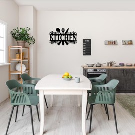 Zercart Metal Kitchen Sign, Black Metal Kitchen Wall Art, Metal Word Wall Art, Kitchen Decor Sign for Kitchen, Walls, Dining Room, Living Room, Housewarming