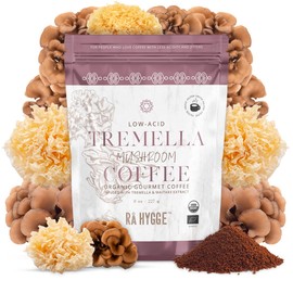 Rå Hygge Organic Tremella Mushroom Coffee | Ground Coffee 8 oz (16 Cups) | Specialty Medium-Dark Roast, Anti-Aging & Hydration Coffee | Low-Acid & Gentle on Stomach