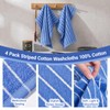 Blue White Stripe Hand Towels 4 Pack, 14.6x14.6 Inch Cotton