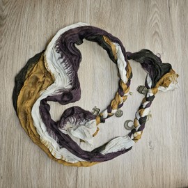 Nutty Natte handmade Boho Gypsy dread wrap for Women Gradient Colored scarf Hippie Hair extention braids (Brown)