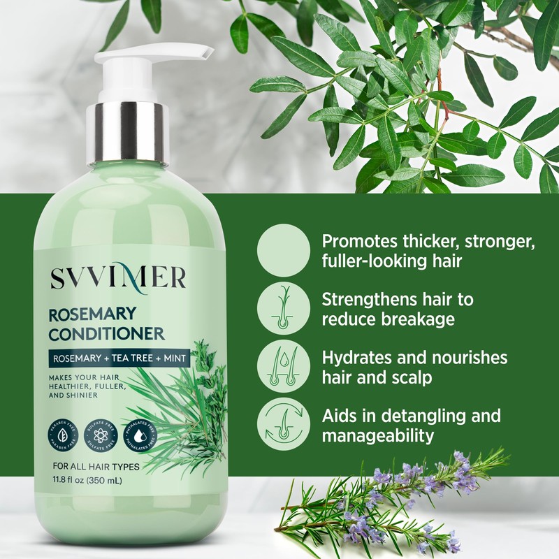 Svvimer Rosemary Hair Growth Conditioner: Thickening Moisturizing Product with Biotin