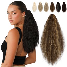FELENDY Claw Ponytail Extension 18 Inch Curly Fluffy Long Ponytail Hair Extensions Clip in Pony tails Synthetic Hairpiece for Women