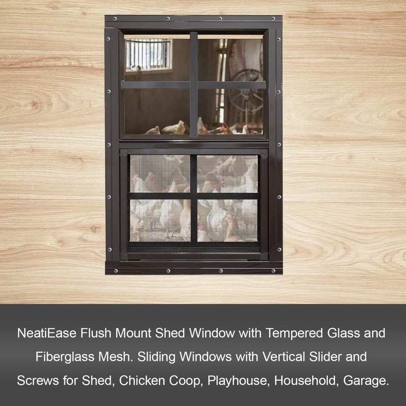 NeatiEase 2 Pack Shed Windows with Black Frame, 12x 18