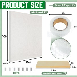 22 Pcs Drywall Repair Kit with 16x16x1/2 Drywall Repair Panel, Sheetrock Hole Patch Kit with Wall Patching Paste, Sanding Block, Putty Knives, to Fill Large Holes for Home Wall Surface Ceiling