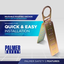 Palmer Safety Reusable Temporary Steel Roof Anchor Bracket for Industrial & Construction Use on Wood/Metal I OSHA/ANSI Compliant