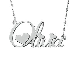 Women Jewelry Name Necklace Silver Heart Best Friend Women Girl Gifts for Her Olivia