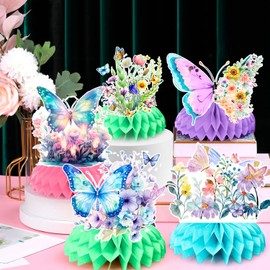 Butterfly Honeycomb Centerpieces, 9 Pcs Butterfly Honeycomb Table Centerpiece, Butterfly Baby Shower Party Honeycomb & Butterfly Themed Honeycomb Centerpiece, for Floral Butterfly Birthday Decorations