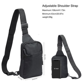 Bototack Small Sling Bag for Men Women, Lightweight Nylon Crossbody Chest Bag Fanny Pack Shoulder Bag with Adjustable Strap for Travelling Hiking (Black)