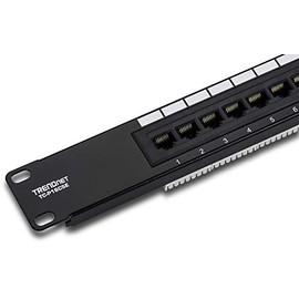 TRENDnet 16-Port Cat5/5e Unshielded Patch Panel, TC-P16C5E, Wallmount or Rackmount, 1U 19", 100Mhz Connection, Ethernet/Fast Ethernet/Gigabit Ethernet (1000Base-T), Cat3/Cat4/Cat5 Compatible