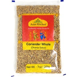 Asian Kitchen Coriander (Dhania) Seeds Whole, Indian Spice 7oz (200g) ~ All Natural ~ Gluten Friendly | NON-GMO | Vegan | Indian Origin