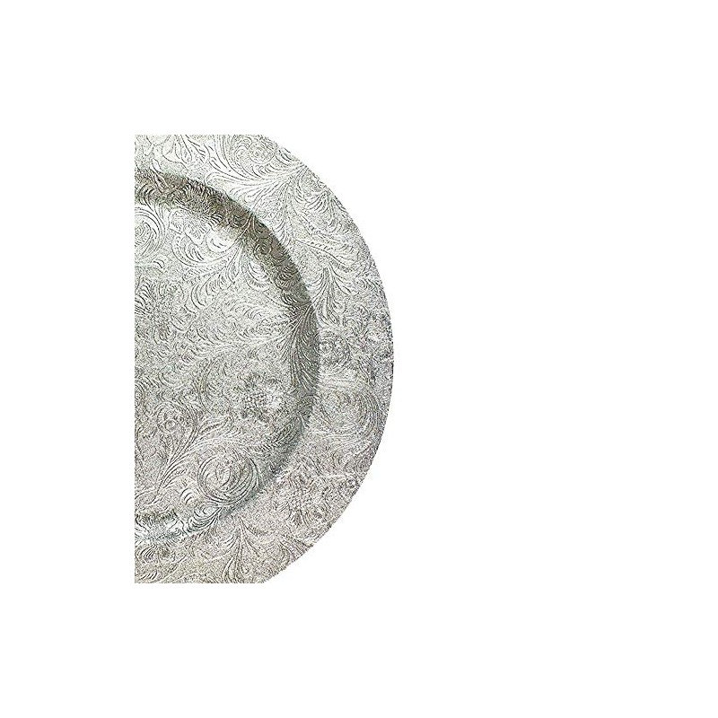 6 Embossed Decorative Silver Round Floral Charger Plates Christmas Xmas