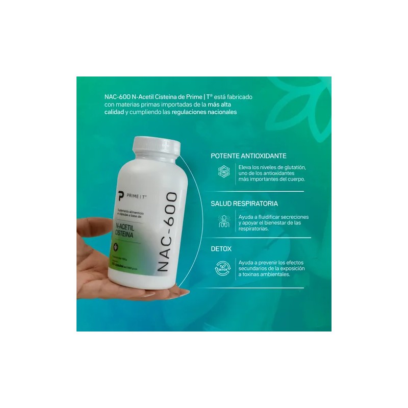 Primet Nac-600 N-acetil Cisteína Nac Antioxidante 120 Cáp
