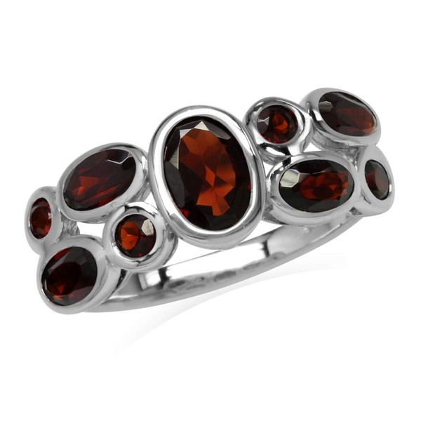 Silvershake 2.78ct. Natural Garnet White Gold Plated 925 Sterling Silver